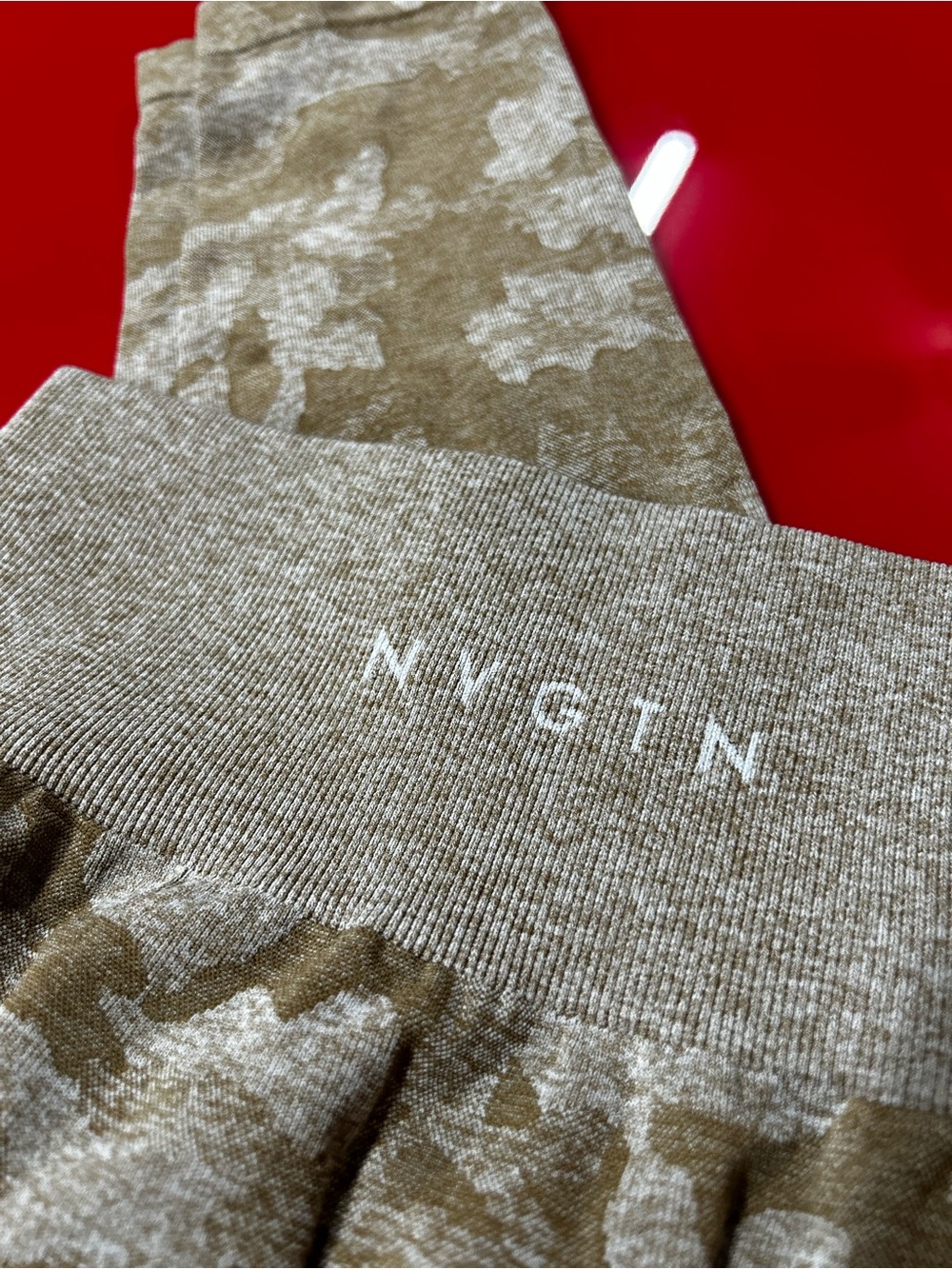 NVGTN High-Waist Camo Leggings in Olive and Cream